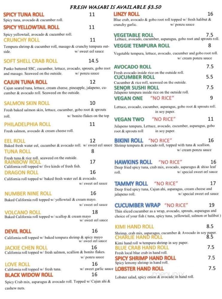 Sushi Laguna - Laguna Beach, CA menu_pic