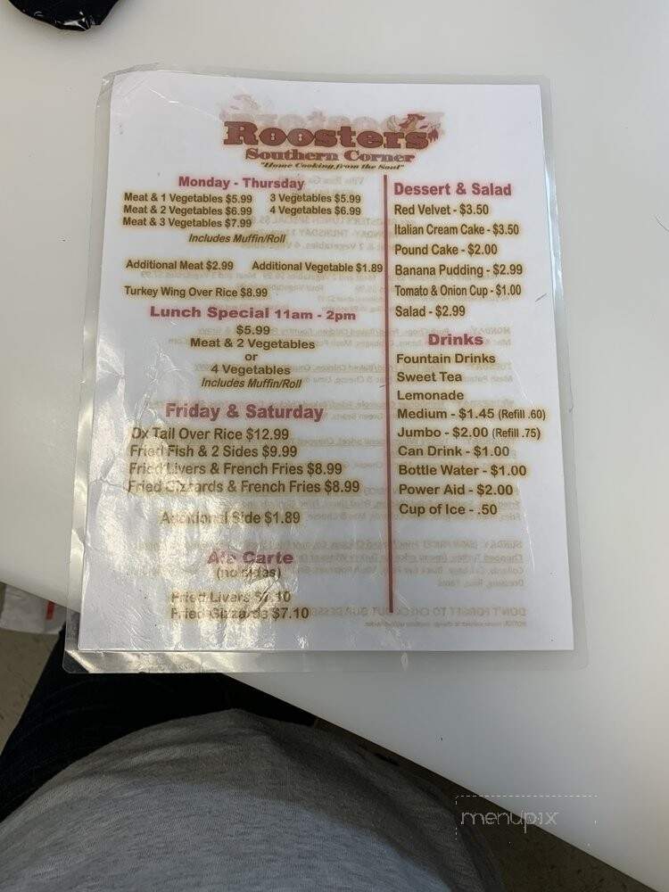 Roosters Southern Corner - Villa Rica, GA menu_pic