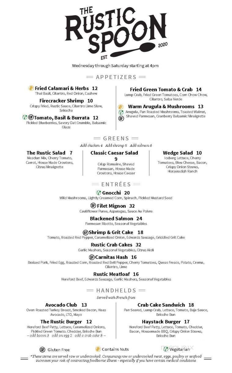The Rustic Spoon - Virginia Beach, VA menu_pic