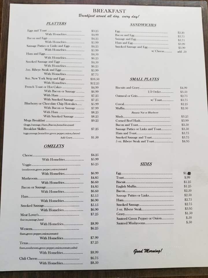 Cozy Cottage Restaurant - Warsaw, IN menu_pic