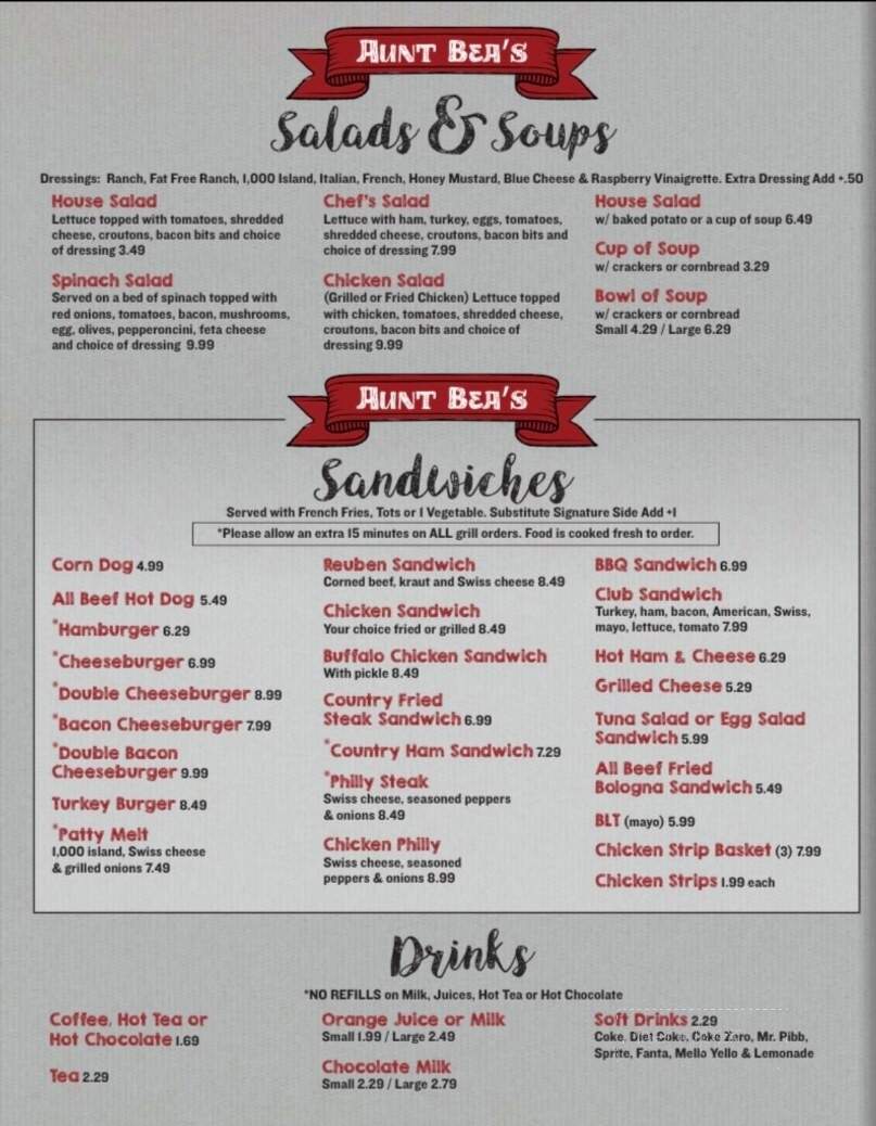 Aunt Bea's - Greeneville, TN menu_pic