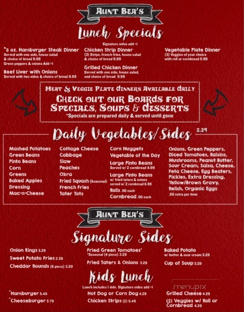 Aunt Bea's - Greeneville, TN menu_pic
