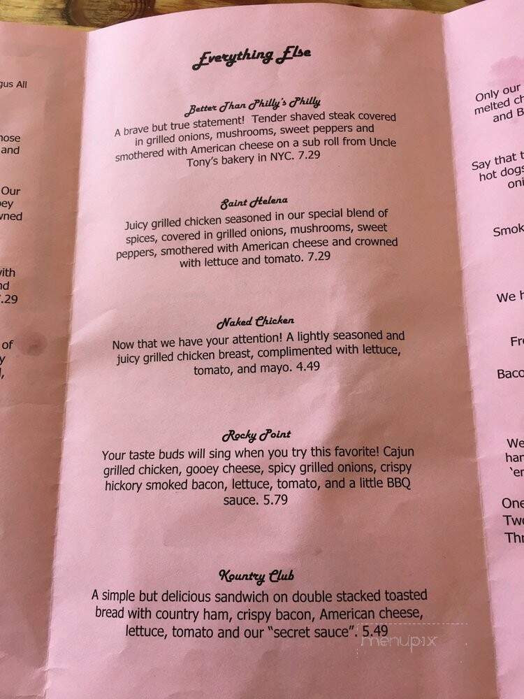 Dabbys Country Store and Grille - Burgaw, NC menu_pic