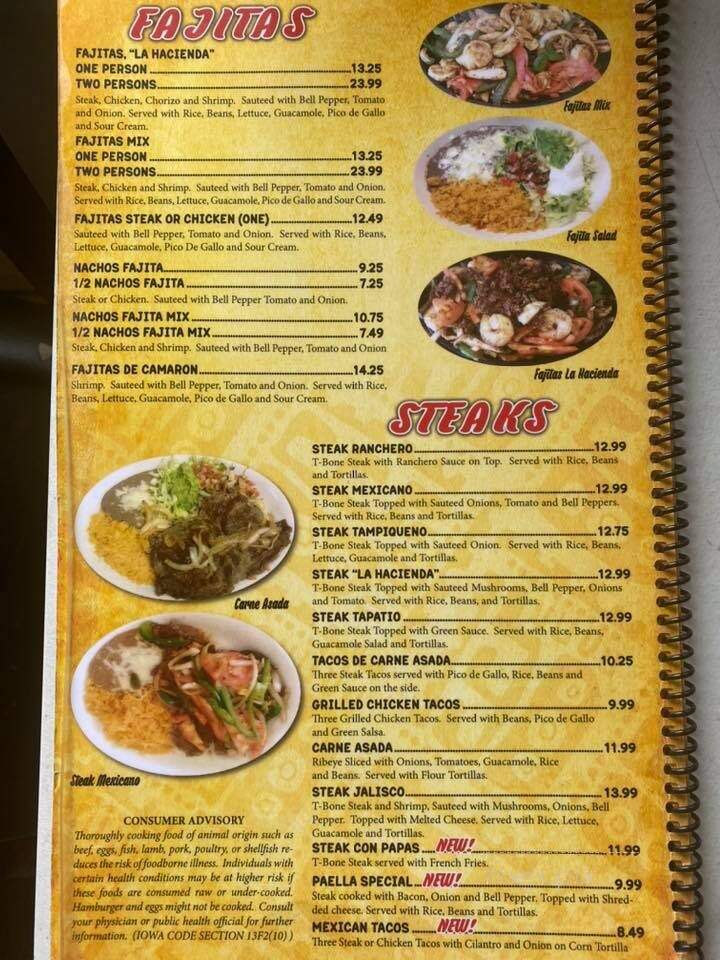 La Hacienda Mexican Restaurant - Anamosa, IA menu_pic