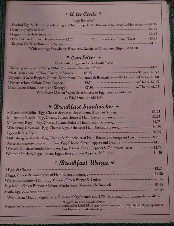 Millersburger Hotel - Millersburg, PA menu_pic