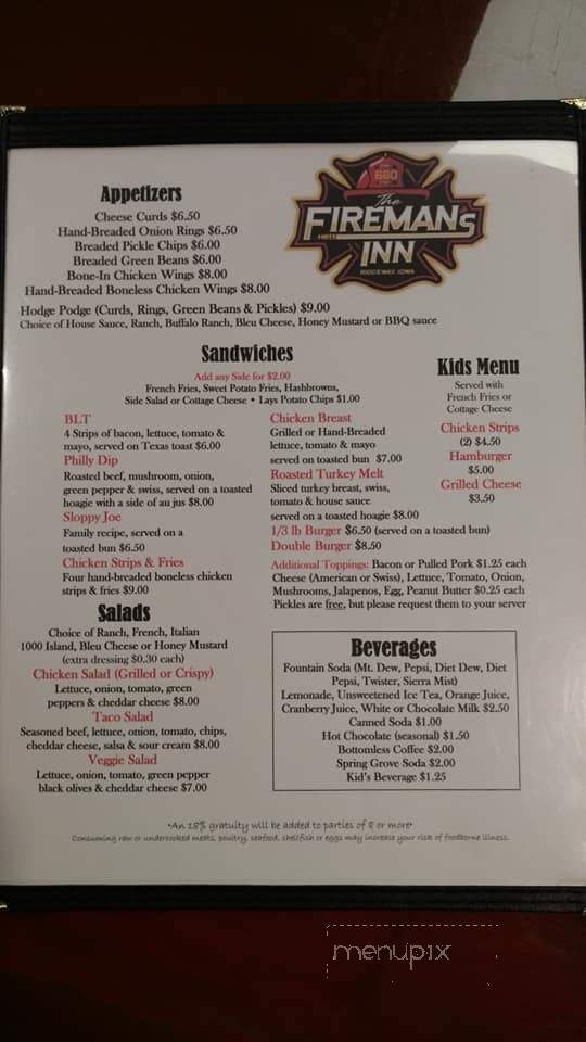 Fireman Inn - Ridgeway, IA menu_pic