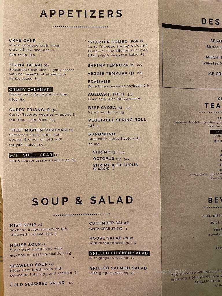 Sakegura Restaurant - Snellville, GA menu_pic