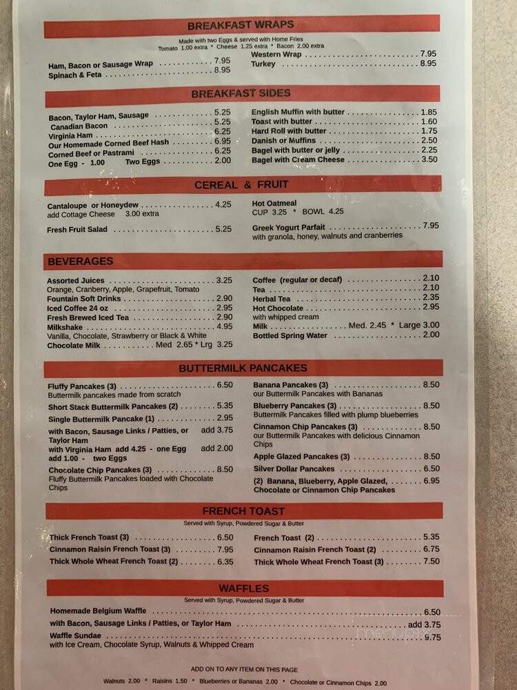 Menu of West Side Diner in Denville, NJ 07834