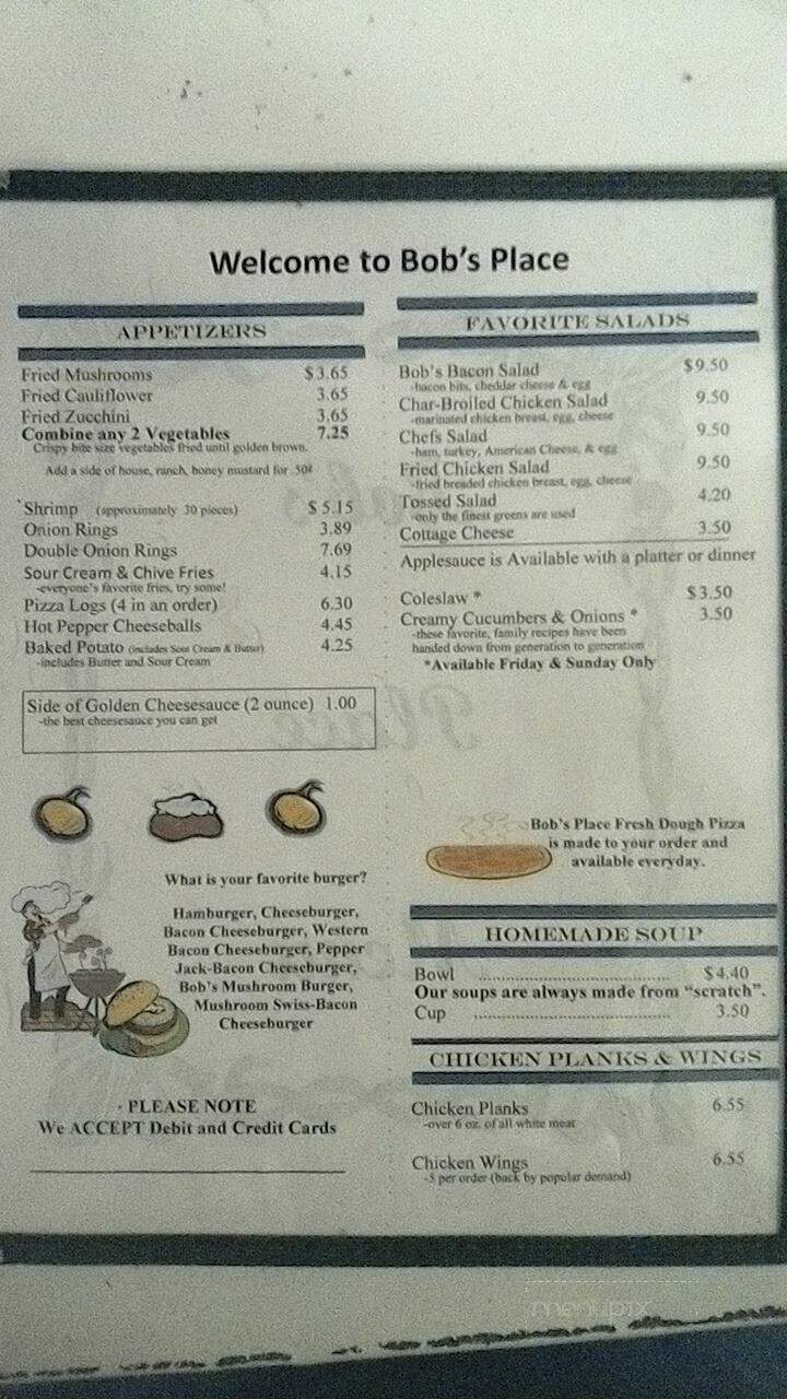 Bob's Place Restaurant - Parker, PA menu_pic