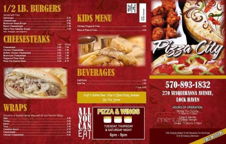 Pizza City - Lock Haven, PA menu_pic