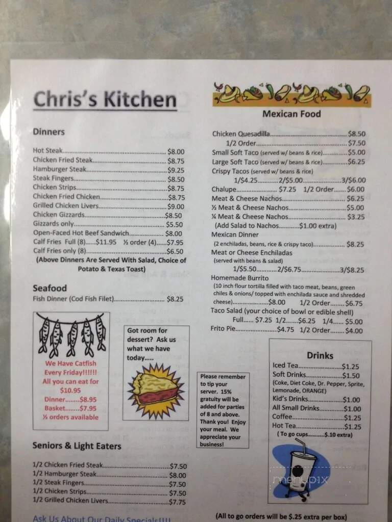 Chris's Kitchen - Fritch, TX menu_pic