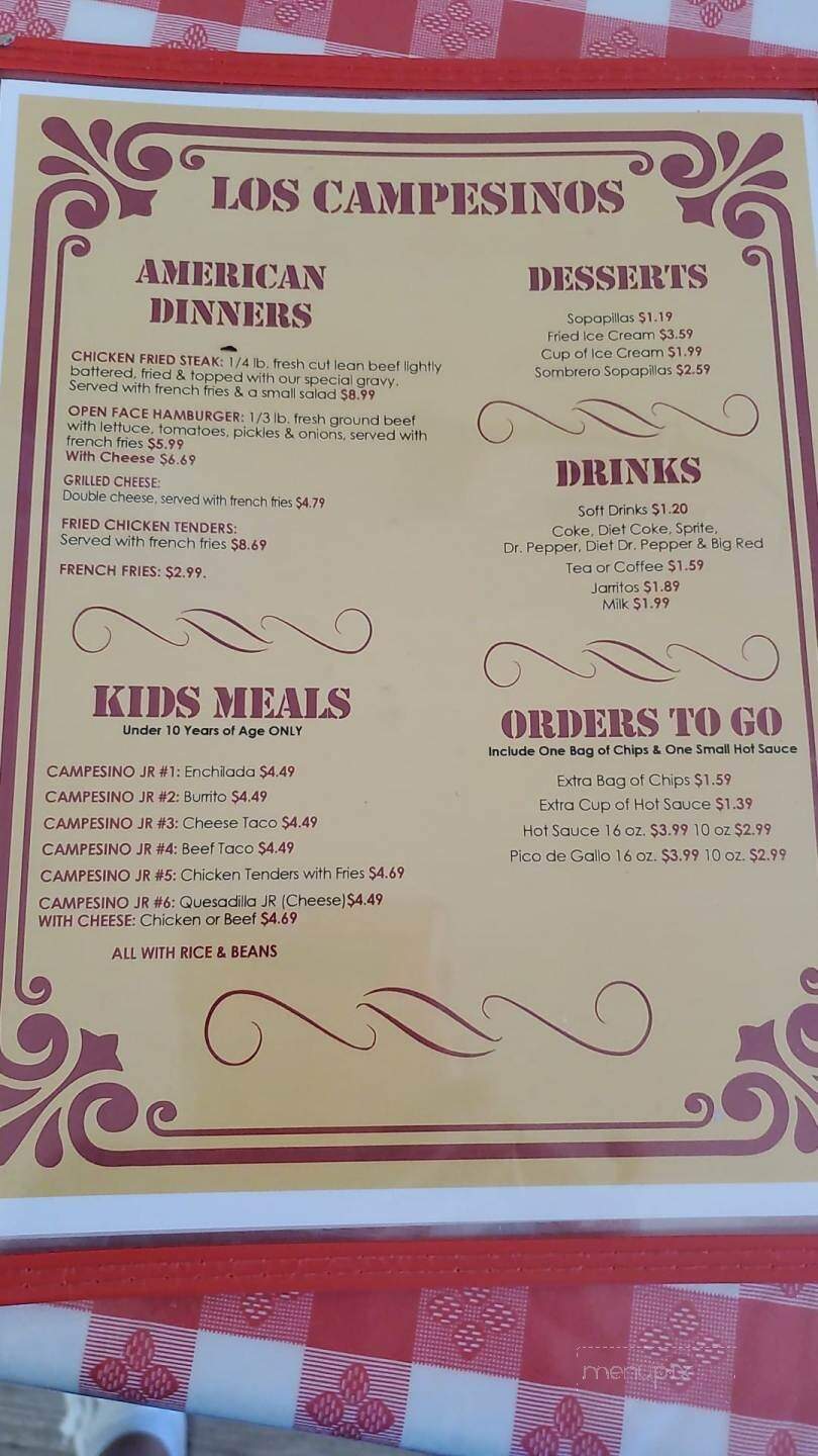 El Campesino Mexican Restauran - Grandview, TX menu_pic