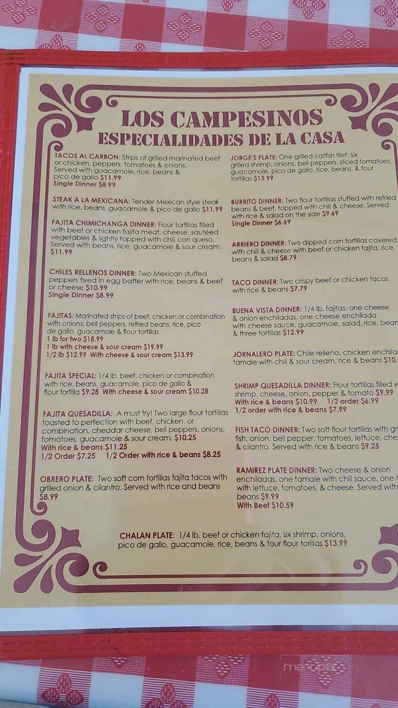 El Campesino Mexican Restauran - Grandview, TX menu_pic