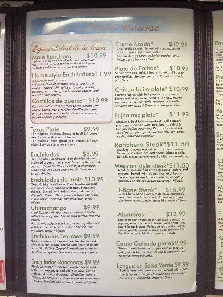 Menu of Taqueria Y Restaurant Guadalajara in Elgin, TX 78621