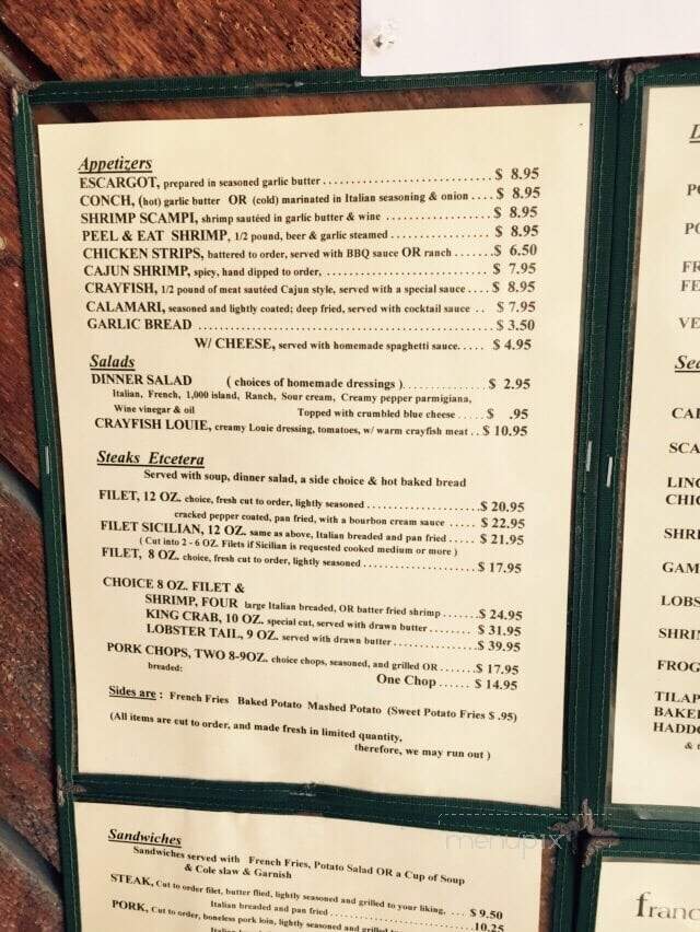 Crabby's Bar & Grill - Milwaukee, WI menu_pic