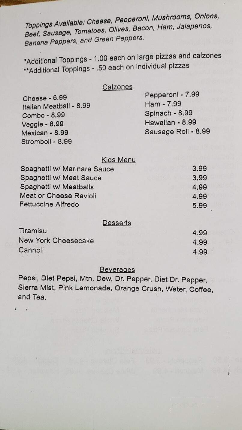 Tre Fratelli - Grahn, KY menu_pic
