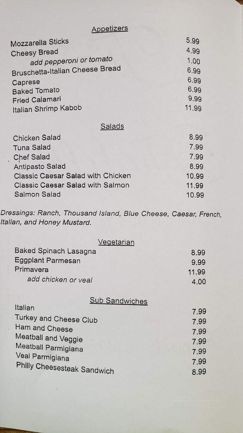 Tre Fratelli - Grahn, KY menu_pic