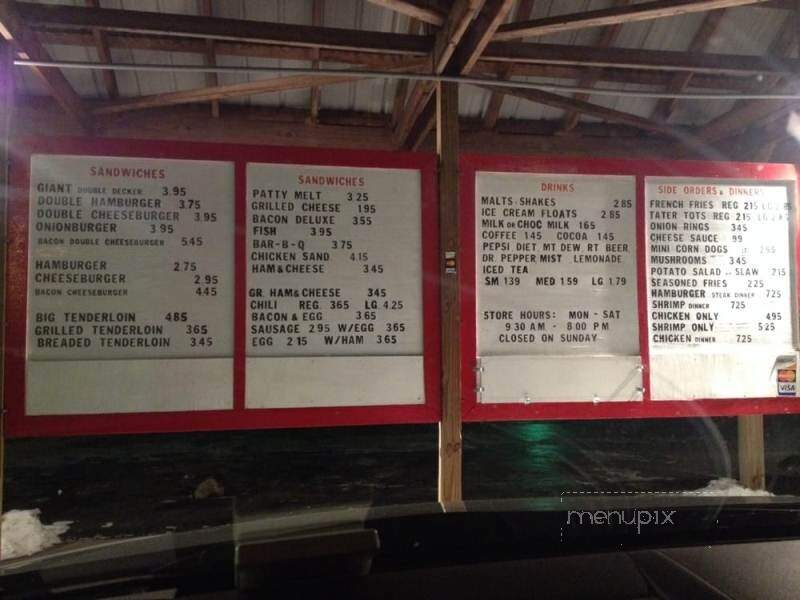 Menu of Myers Drive-In in Marion, IN 46953