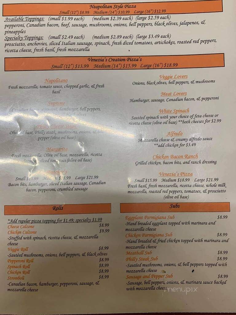 Venezia's Italian Kitchen - Russellville, AR menu_pic