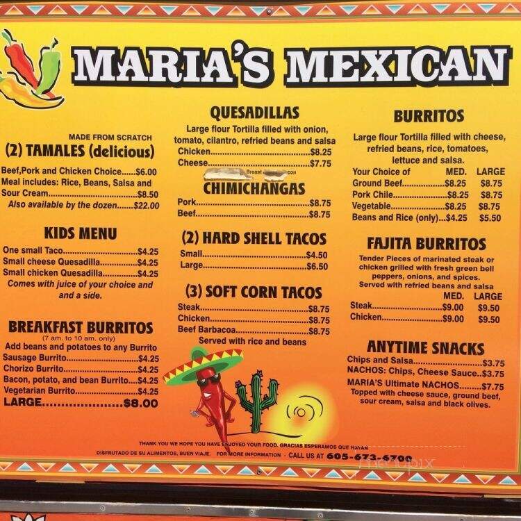 Maria's Mexican - Custer, SD menu_pic