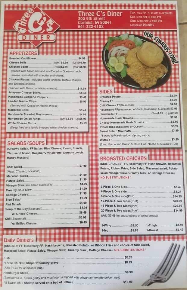 Three C's Diner - Corning, IA menu_pic