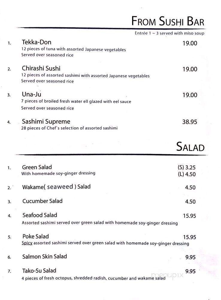 Miyako Japanese - San Clemente, CA menu_pic