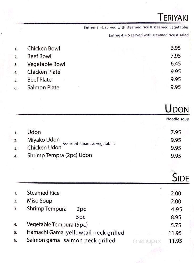 Miyako Japanese - San Clemente, CA menu_pic