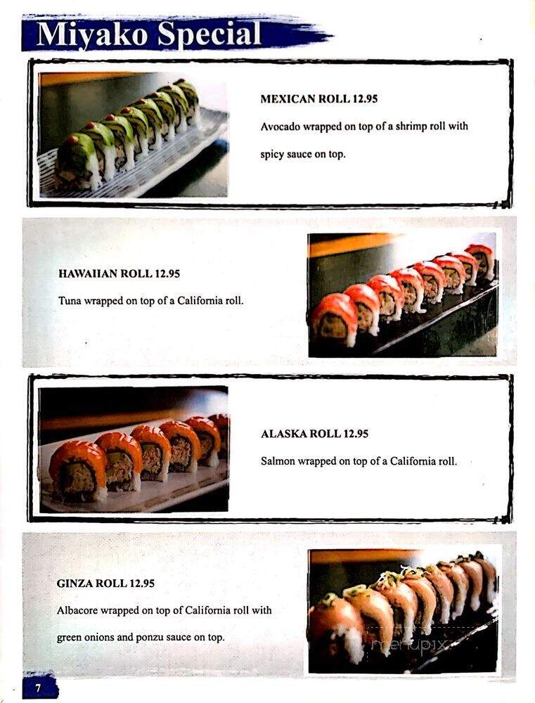 Miyako Japanese - San Clemente, CA menu_pic