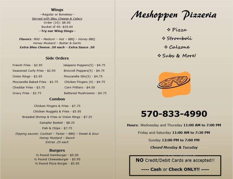 Meshoppen Pizza - Meshoppen, PA menu_pic