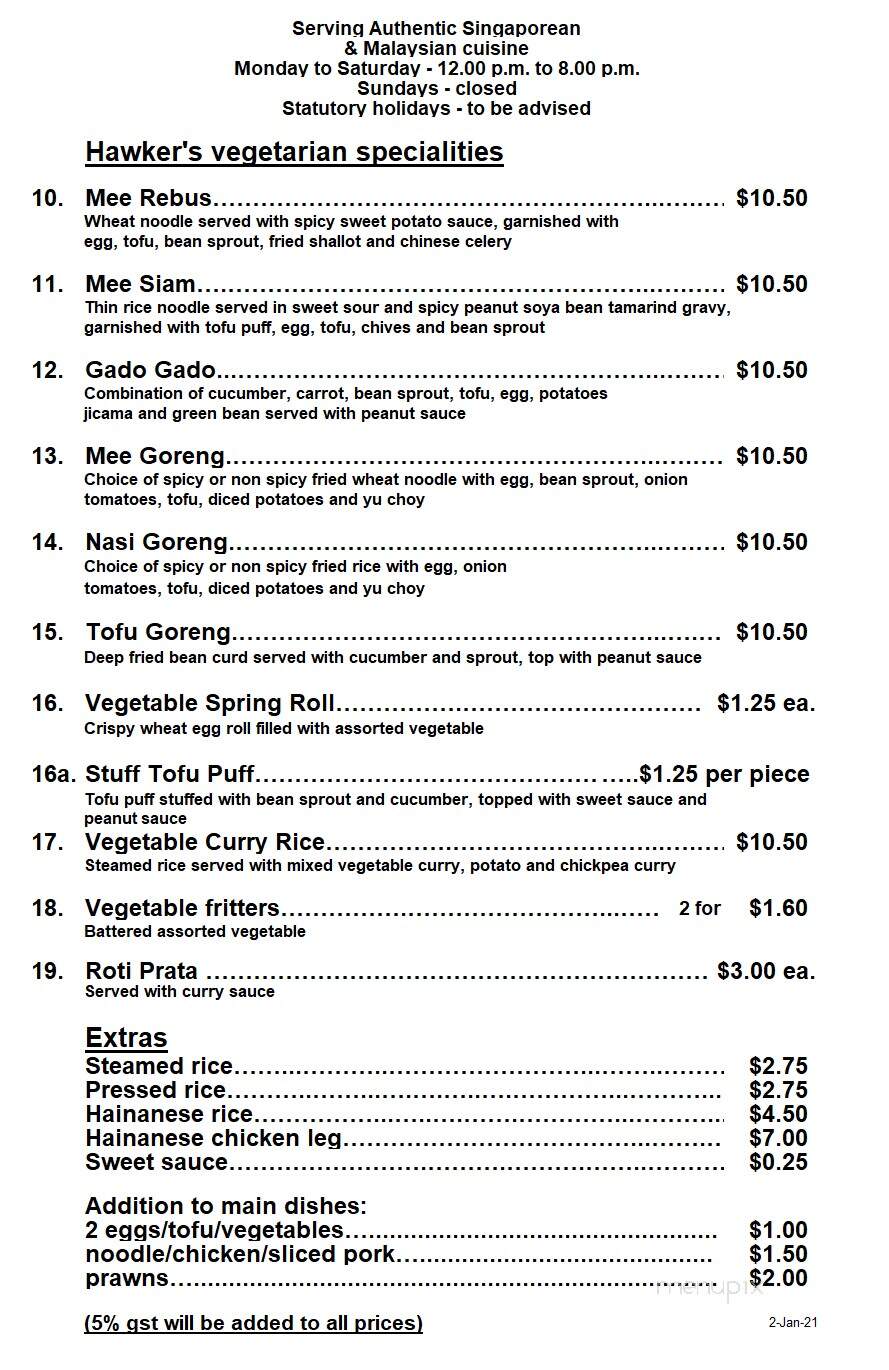 Hawker's Delight - Vancouver, BC menu_pic