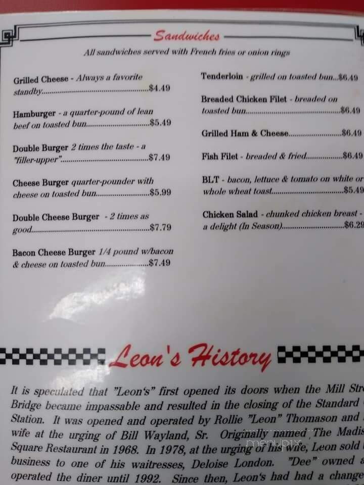 Leon's Diner - Danville, IL menu_pic