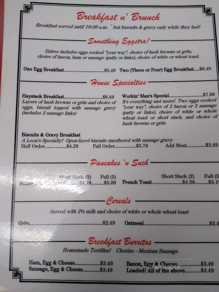 Leon's Diner - Danville, IL menu_pic