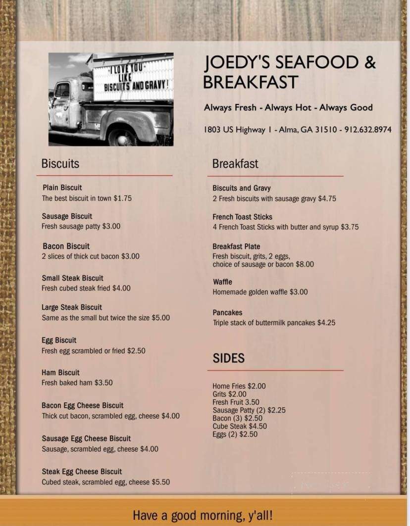 Sapp Joedy Seafood - Alma, GA menu_pic