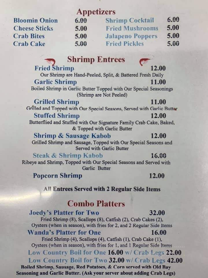 Sapp Joedy Seafood - Alma, GA menu_pic