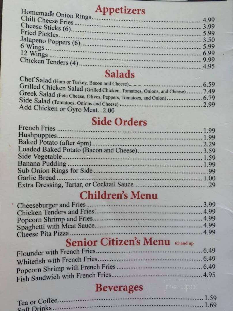 Bob's Restaurant - Midland, NC menu_pic