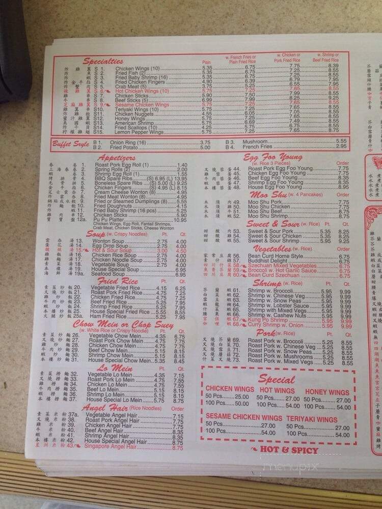 China 1 - Ninety Six, SC menu_pic