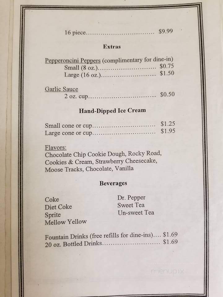 Craig's Pizza House - Camden, TN menu_pic