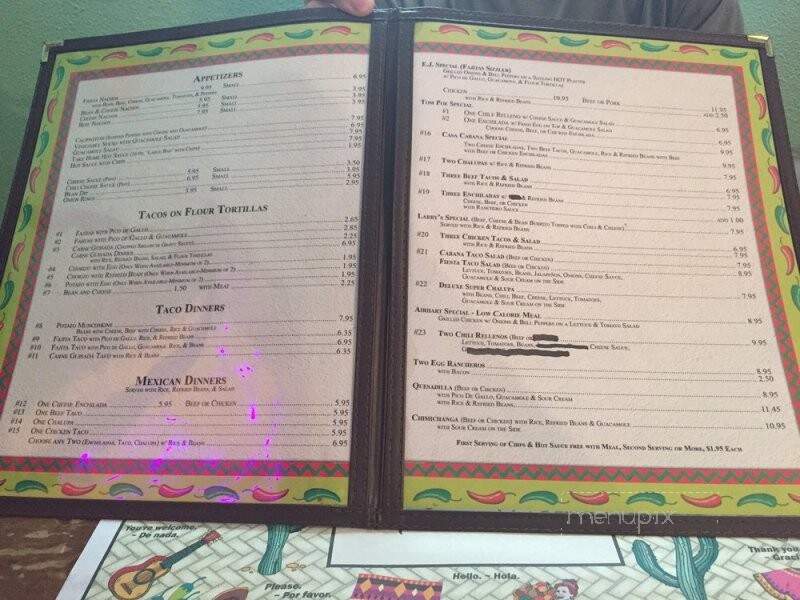 Casa Cabana Restaurant - Winters, TX menu_pic
