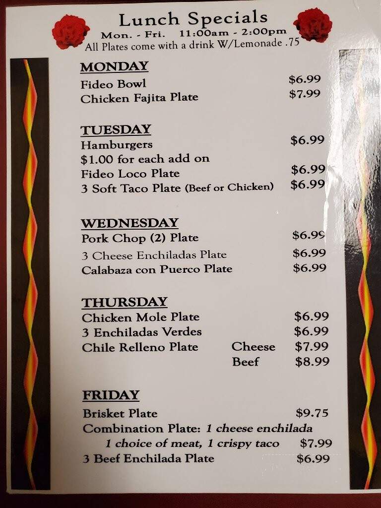 Casa De Rosa Cafe - San Antonio, TX menu_pic