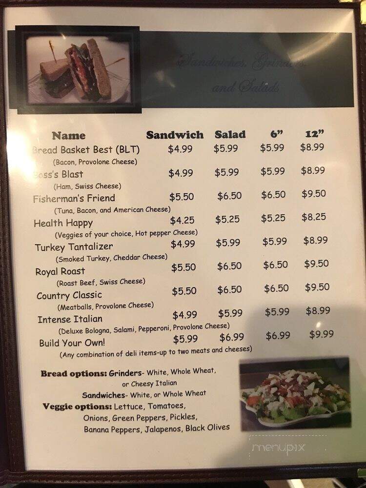 Bread Basket - Russell, MA menu_pic