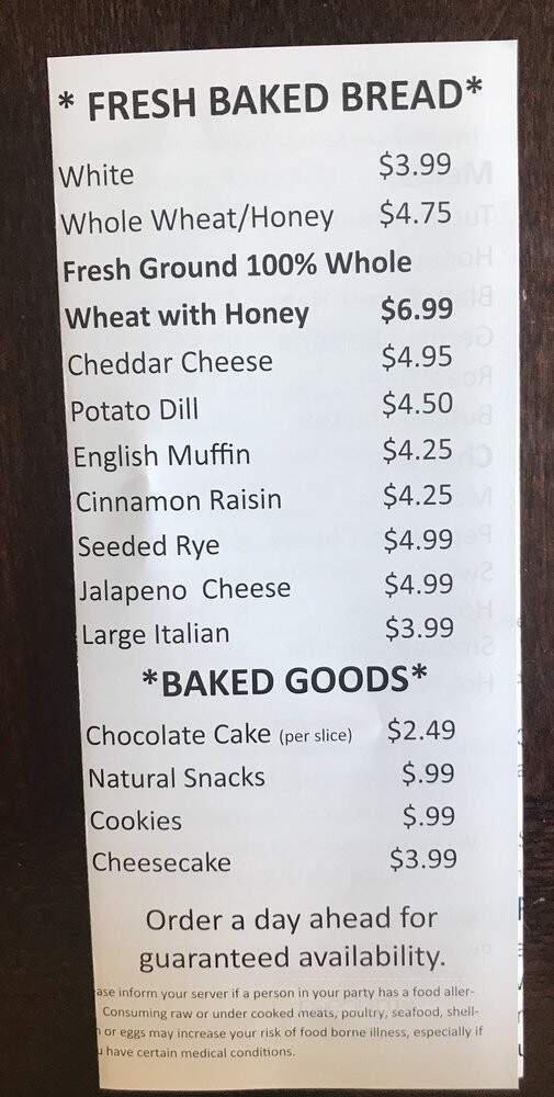 Bread Basket - Russell, MA menu_pic