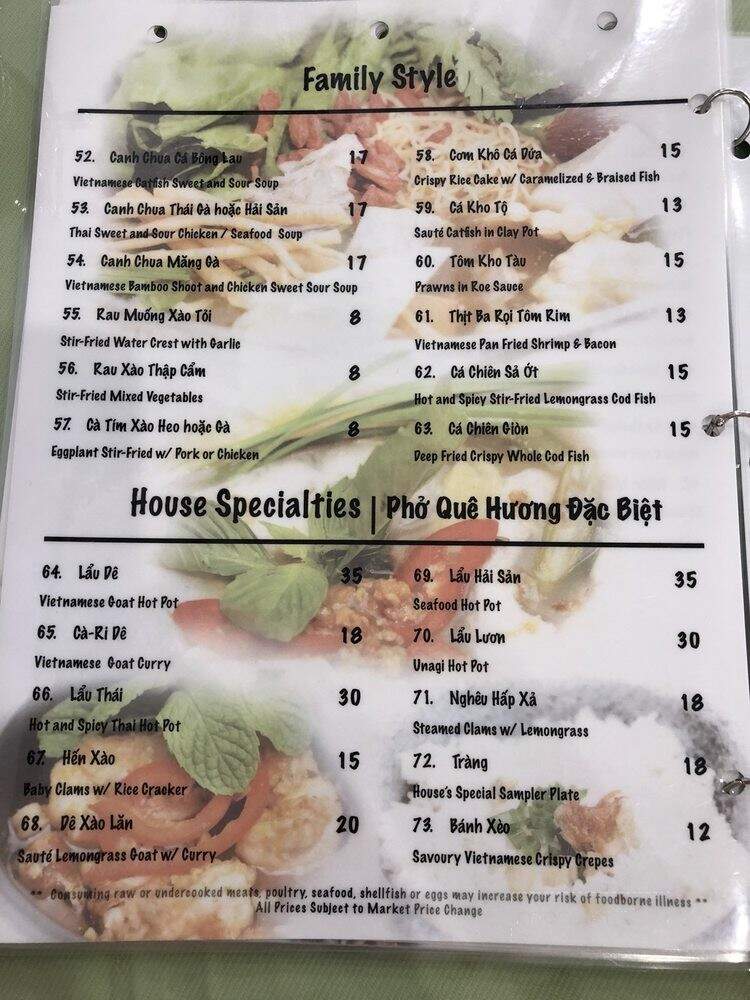 Pho Que Huong - Honolulu, HI menu_pic