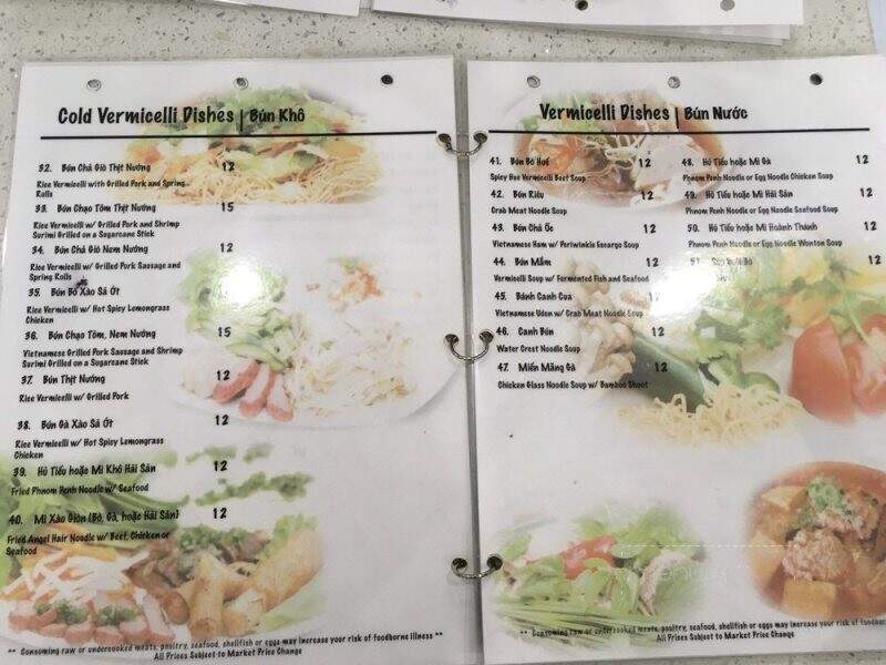 Pho Que Huong - Honolulu, HI menu_pic