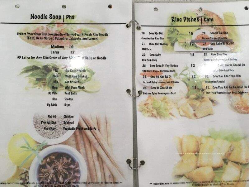 Pho Que Huong - Honolulu, HI menu_pic
