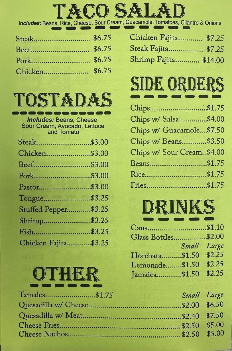 Taqueria Los Rosales - Oak Forest, IL menu_pic