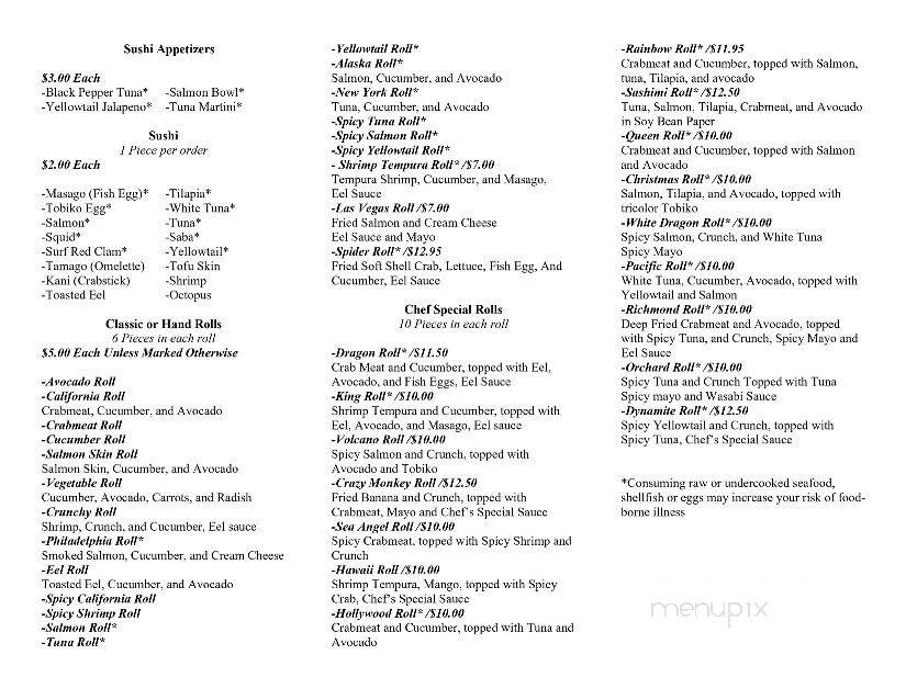 Kings Sushi - Charleston, SC menu_pic