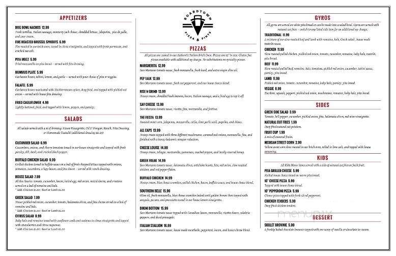 Boardtown Pizza & Pints - Starkville, MS menu_pic