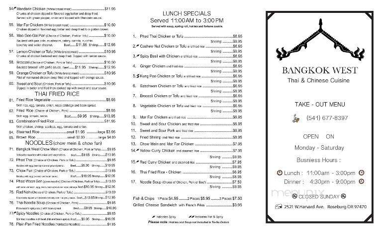 Bangkok West Cuisine - Roseburg, OR menu_pic
