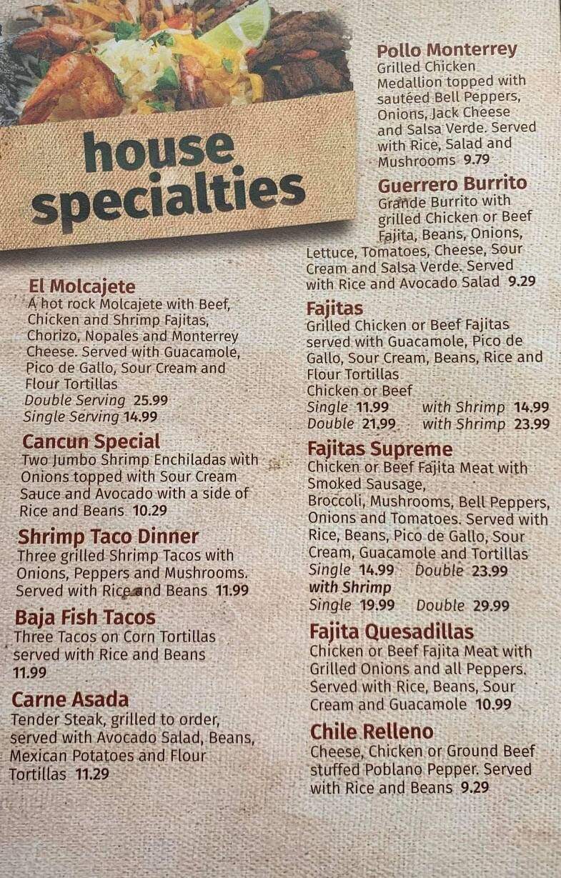Gonzalez Mexican Restaurant - Tishomingo, OK menu_pic