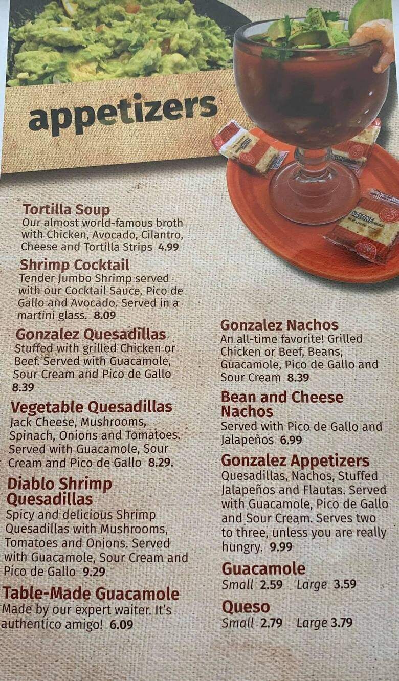 Gonzalez Mexican Restaurant - Tishomingo, OK menu_pic